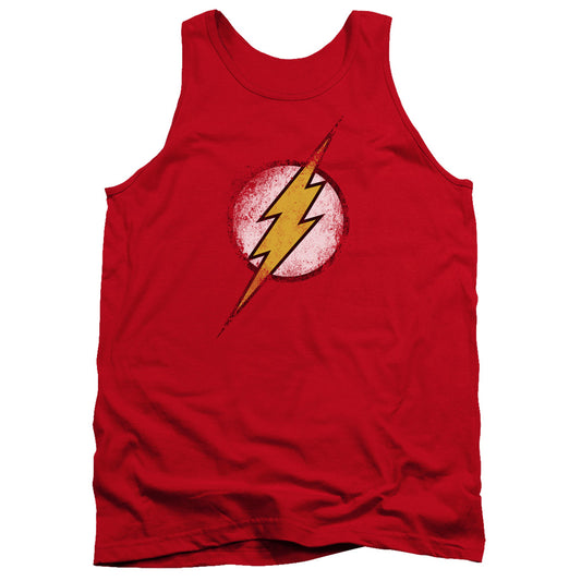 Jla Destroyed Flash Logo - Adult Tank - Red
