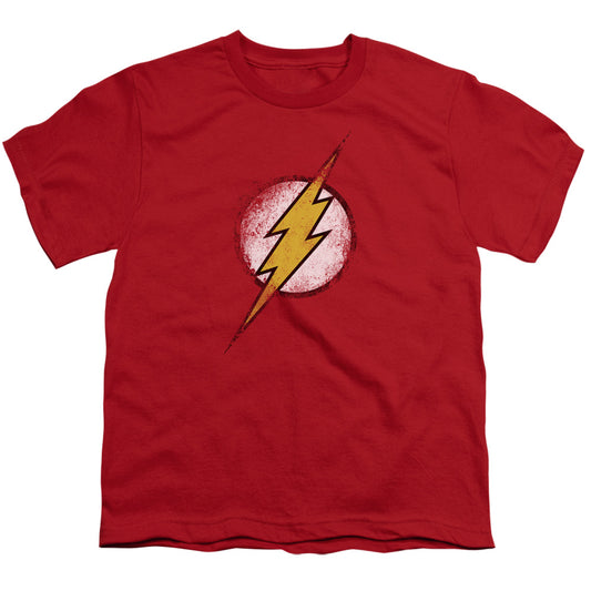 JLA DESTROYED FLASH LOGO - S/S YOUTH 18/1 - RED T-Shirt