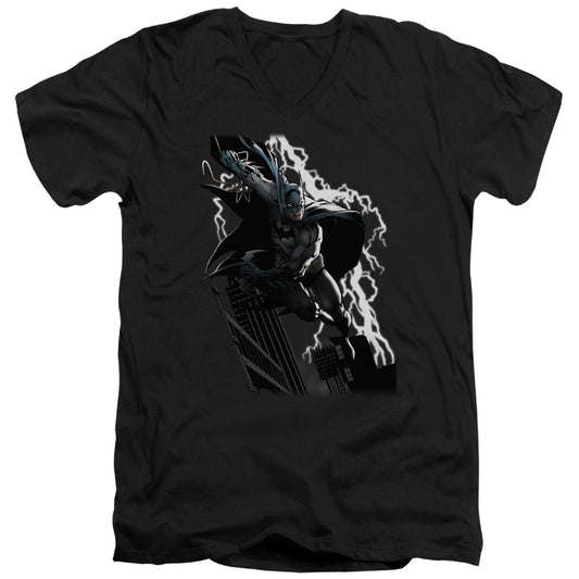 Jla - Lighting Crashes - Short Sleeve Adult V-neck - Black T-shirt