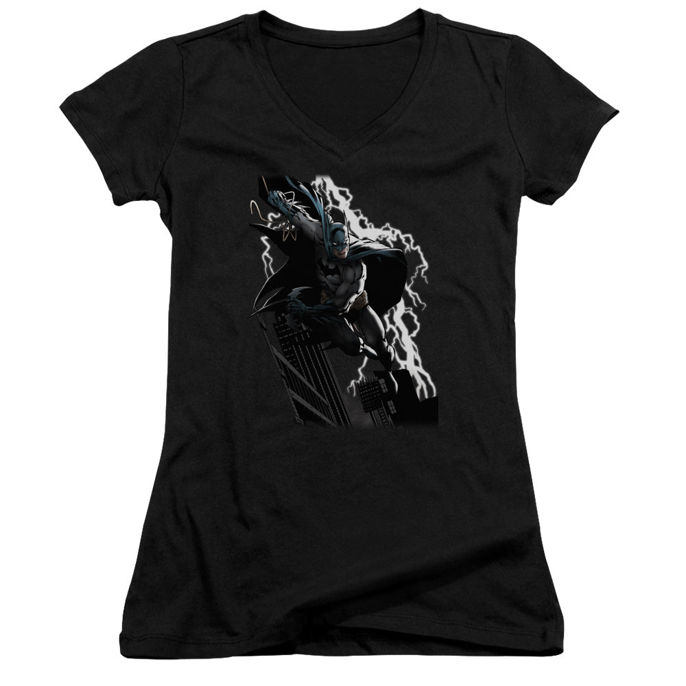 Jla - Lighting Crashes - Junior V-neck - Black