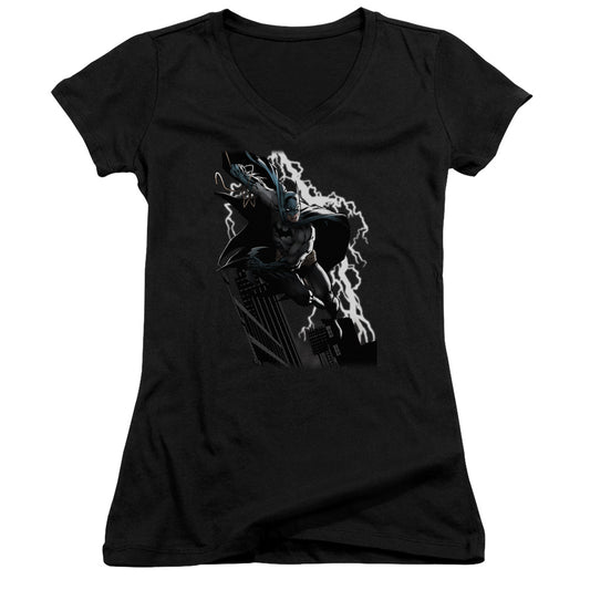 Jla - Lighting Crashes - Junior V-neck - Black