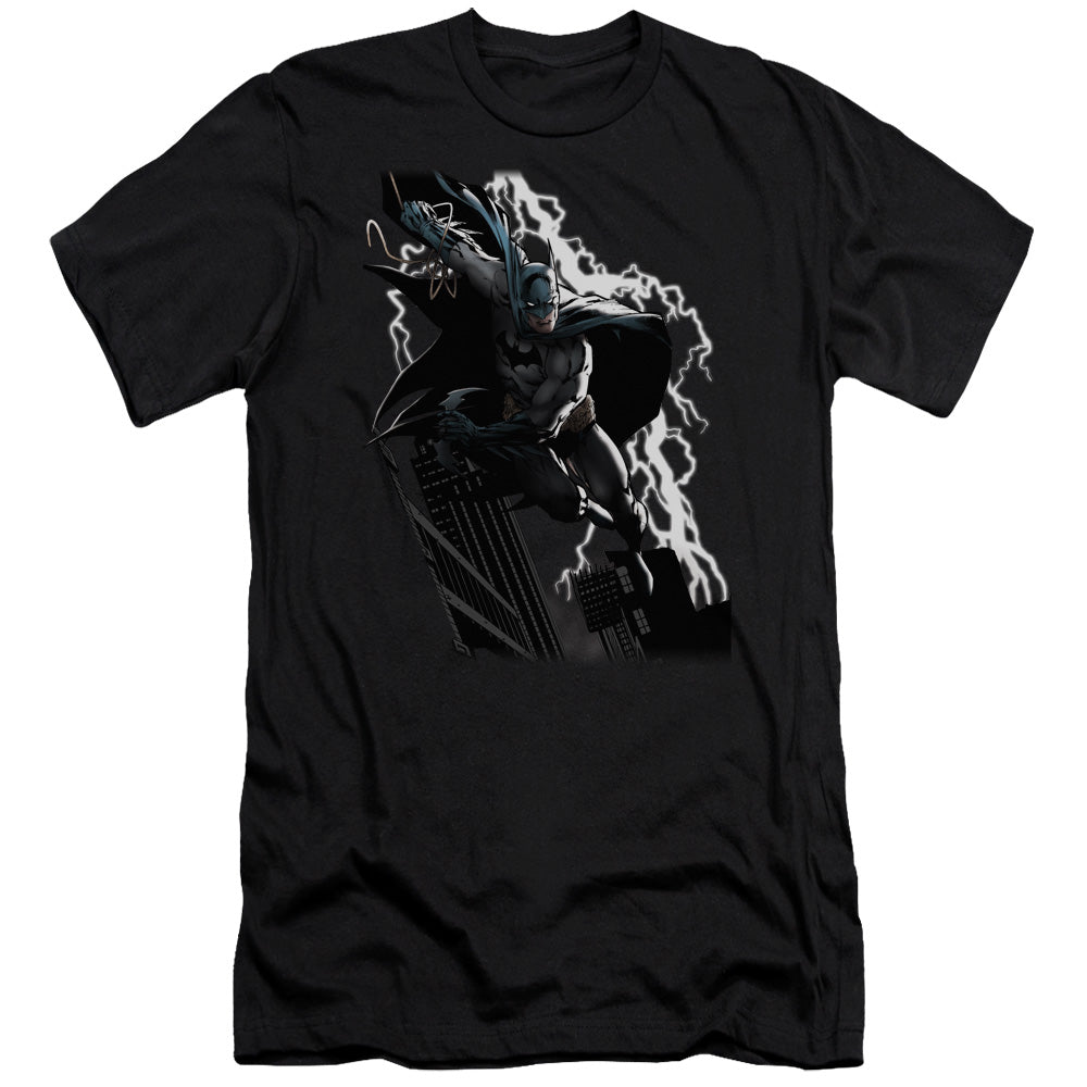 Jla - Lighting Crashes-premuim Canvas Adult Slim Fit 30/1 - Black