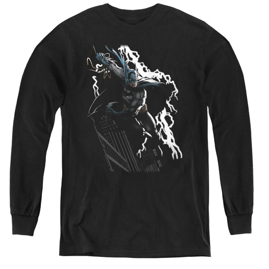 Jla - Lighting Crashes - Youth Long Sleeve Tee - Black