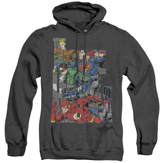 Jla - Lettered League - Adult Heather Hoodie - Black