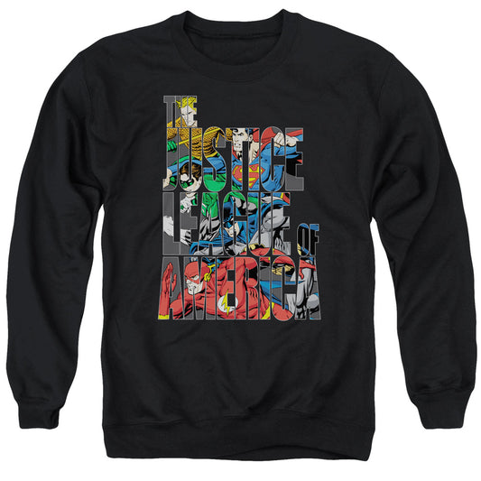 Jla - Lettered League - Adult Crewneck Sweatshirt - Black