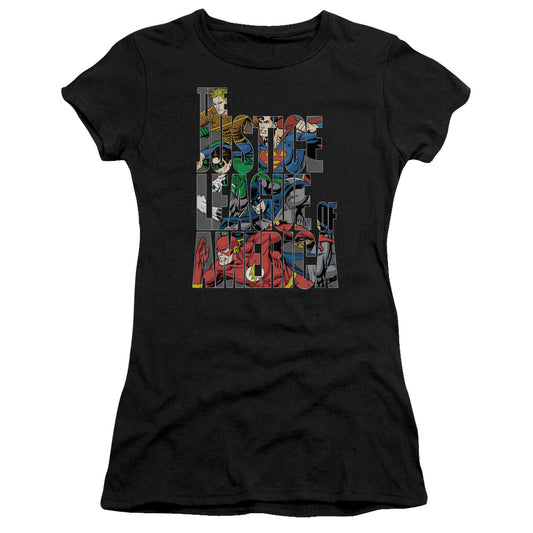 Jla - Lettered League - Short Sleeve Junior Sheer - Black T-shirt