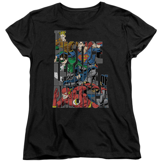 Jla - Lettered League - Short Sleeve Womens Tee - Black T-shirt