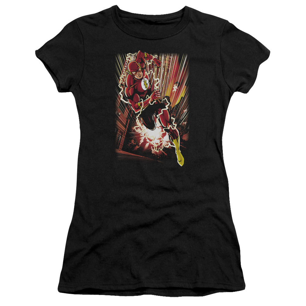 Jla - Street Speed - Short Sleeve Junior Sheer - Black T-shirt