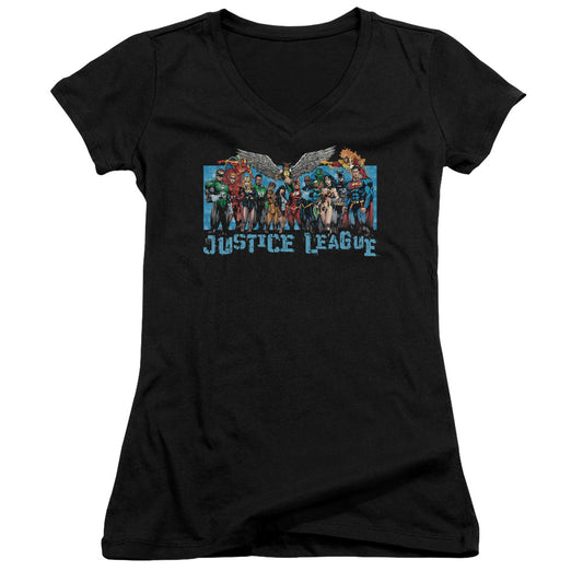 Jla League Lineup - Junior V-neck - Black