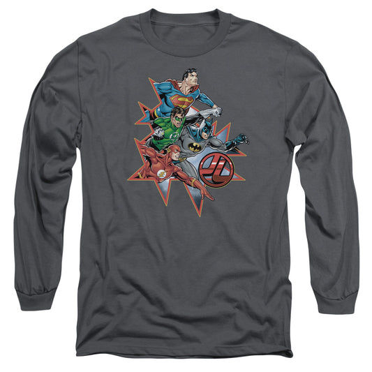 Jla - Starburst - Long Sleeve Adult 18/1 - Charcoal T-shirt