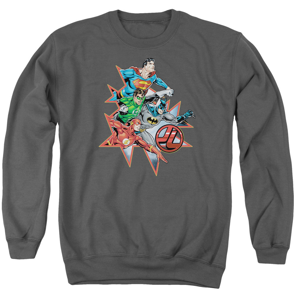 Jla - Starburst - Adult Crewneck Sweatshirt - Charcoal