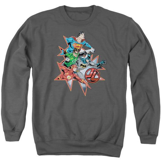 Jla - Starburst - Adult Crewneck Sweatshirt - Charcoal