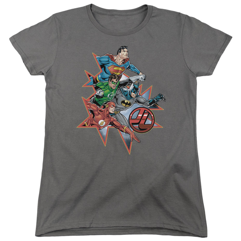 Jla - Starburst - Short Sleeve Womens Tee - Charcoal T-shirt