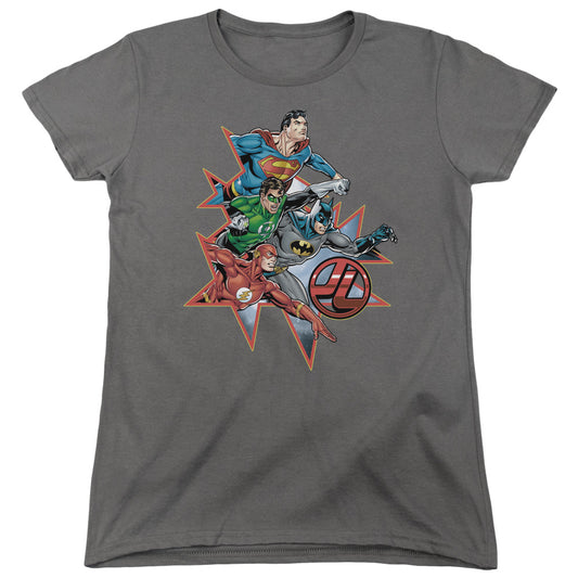Jla - Starburst - Short Sleeve Womens Tee - Charcoal T-shirt