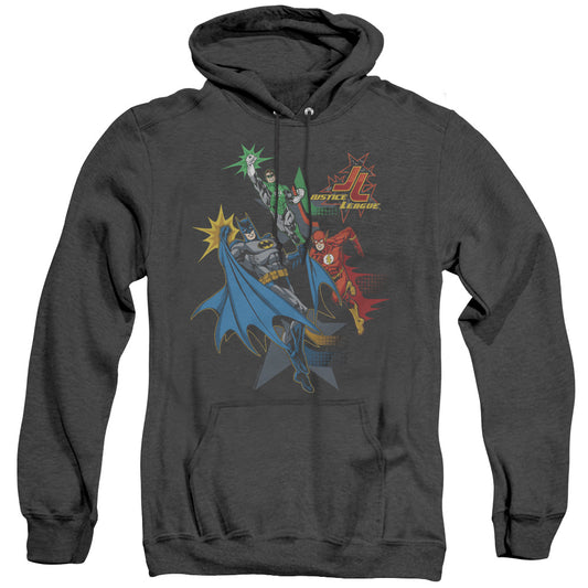 Jla - Action Stars - Adult Heather Hoodie - Black