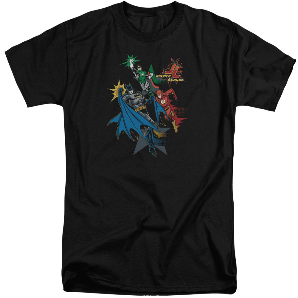 Jla - Action Stars - Short Sleeve Adult Tall - Black T-shirt