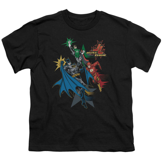 Jla - Action Stars - Short Sleeve Youth 18/1 - Black T-shirt