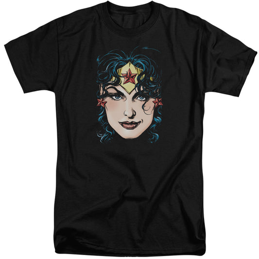 Dco Jla - Wonder Woman Head - Short Sleeve Adult Tall - Black T-shirt