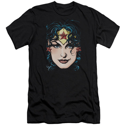 Dco Jla - Wonder Woman Head-premuim Canvas Adult Slim Fit 30/1 - Black