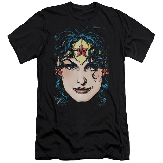 Dco Jla - Wonder Woman Head - Short Sleeve Adult 30/1 - Black T-shirt