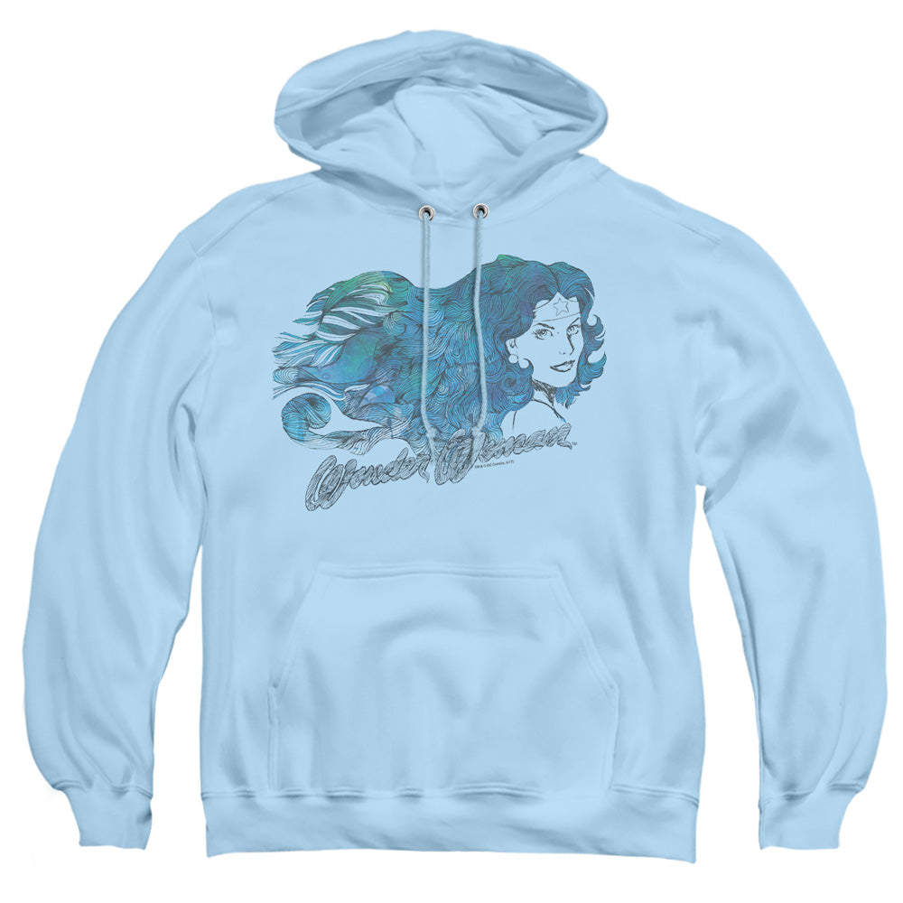 Jla - Watercolor Hair - Adult Pull-over Hoodie - Light Blue