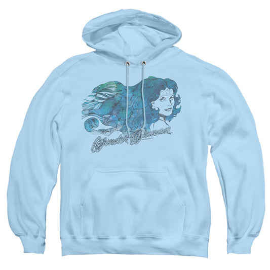 Jla - Watercolor Hair - Adult Pull-over Hoodie - Light Blue