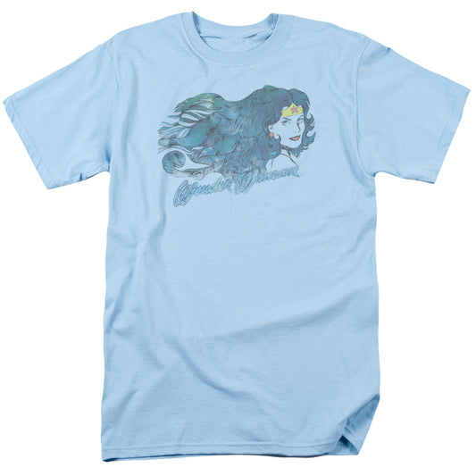Jla - Watercolor Hair - Short Sleeve Adult 18/1 - Light Blue T-shirt