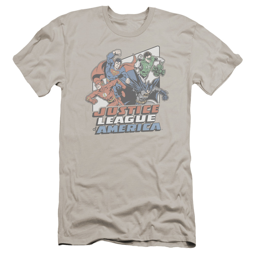 Jla - Four Against Crime-premuim Canvas Adult Slim Fit 30/1 - Silver