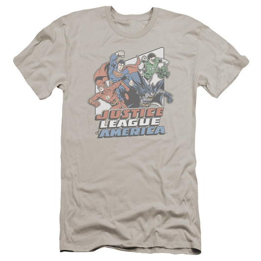 Jla - Four Against Crime-premuim Canvas Adult Slim Fit 30/1 - Silver