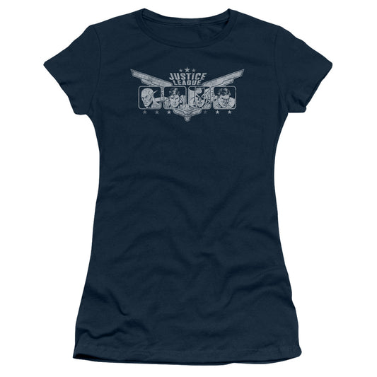 Jla - Justice Wings - Short Sleeve Junior Sheer - Navy T-shirt
