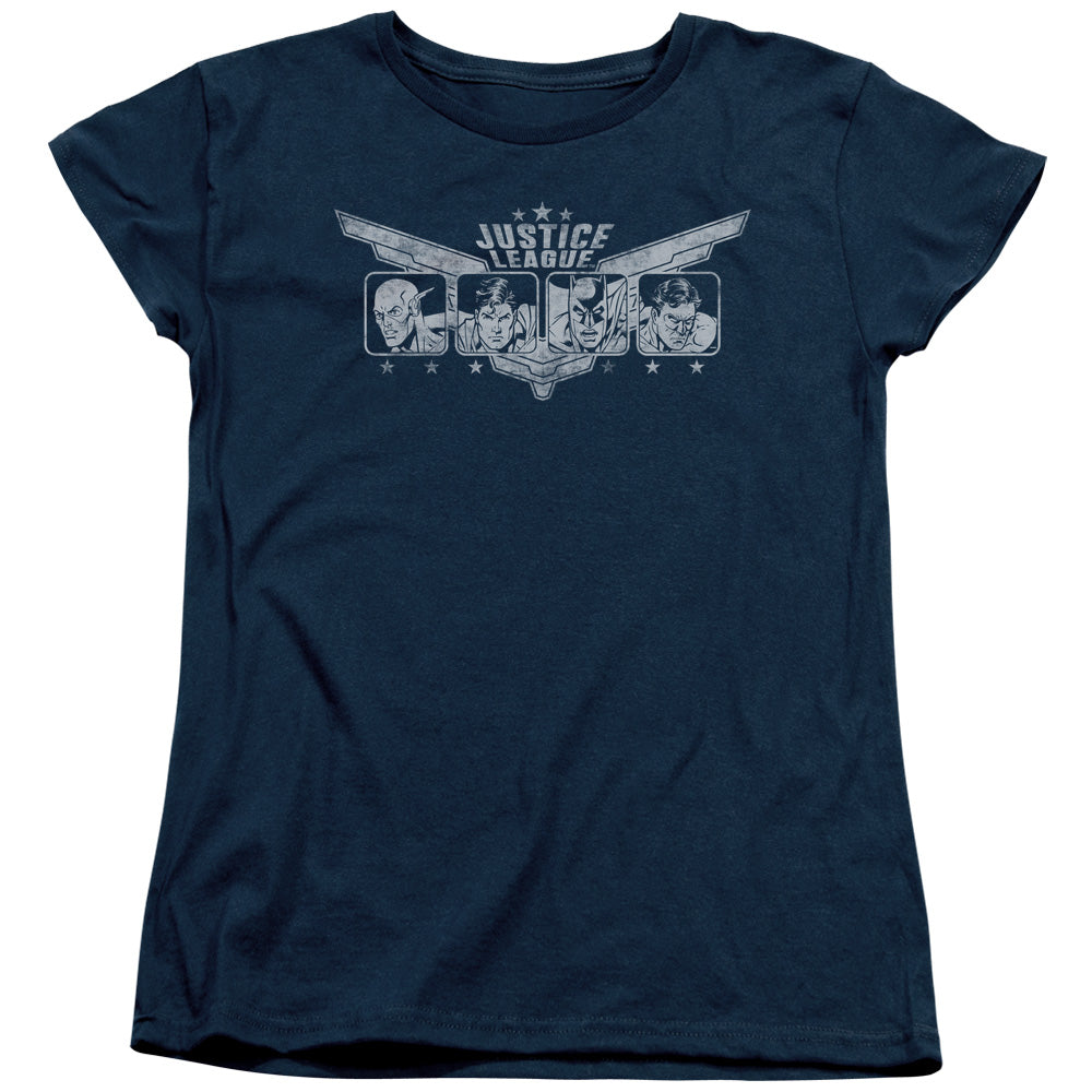 JLA JUSTICE WINGS - S/S WOMENS TEE - NAVY T-Shirt