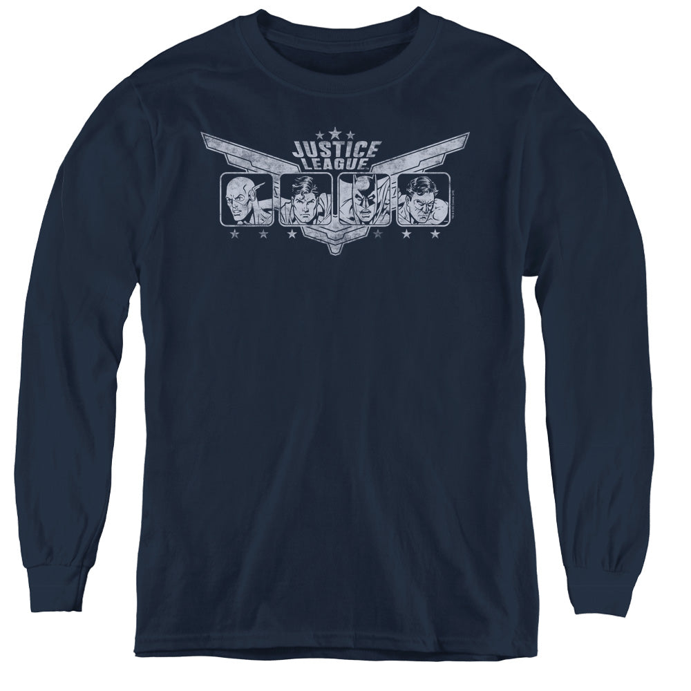 Jla - Justice Wings - Youth Long Sleeve Tee - Navy