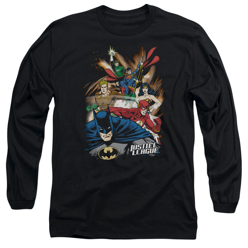 Jla - Starburst - Long Sleeve Adult 18/1 - Black T-shirt