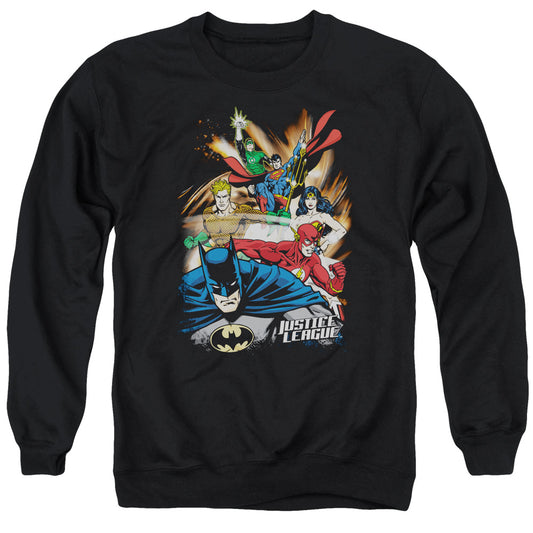 Jla - Starburst - Adult Crewneck Sweatshirt - Black