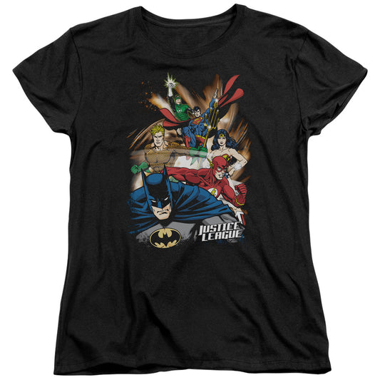 Jla - Starburst - Short Sleeve Womens Tee - Black T-shirt
