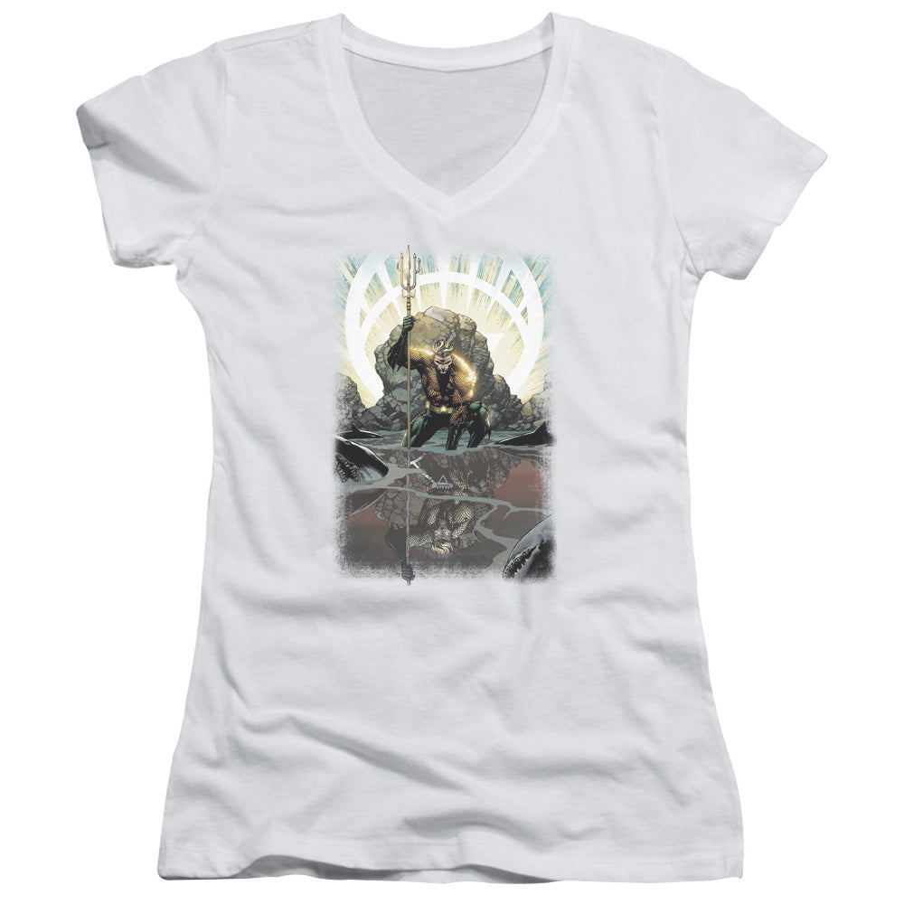 Jla - Brightest Day Aquaman - Junior V-neck - White