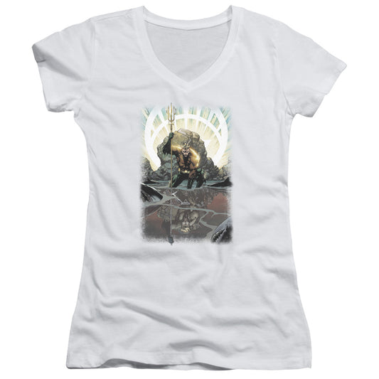 Jla - Brightest Day Aquaman - Junior V-neck - White