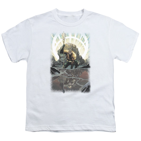 Jla - Brightest Day Aquaman - Short Sleeve Youth 18/1 - White T-shirt