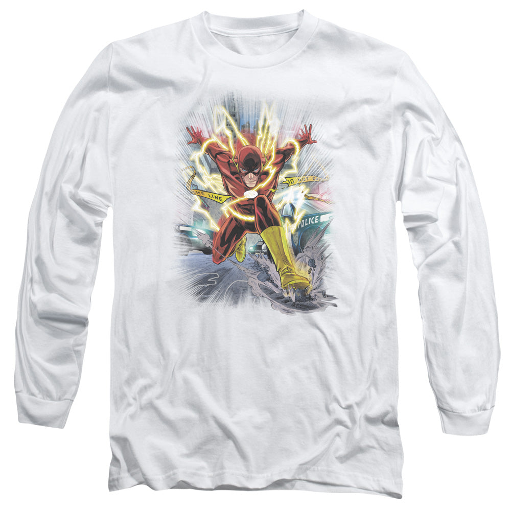Jla - Brightest Day Flash - Long Sleeve Adult 18/1 - White T-shirt