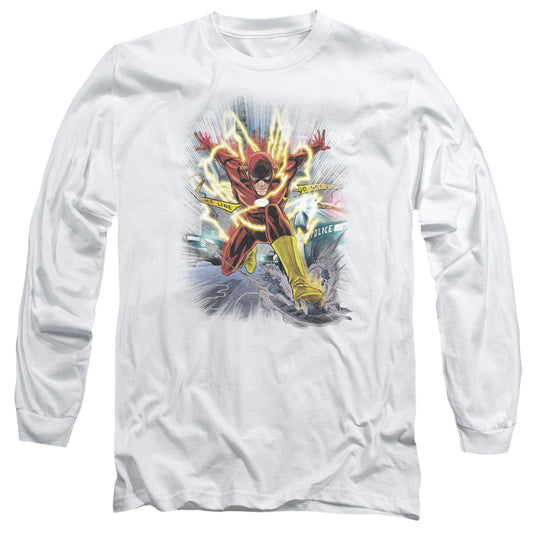 Jla - Brightest Day Flash - Long Sleeve Adult 18/1 - White T-shirt