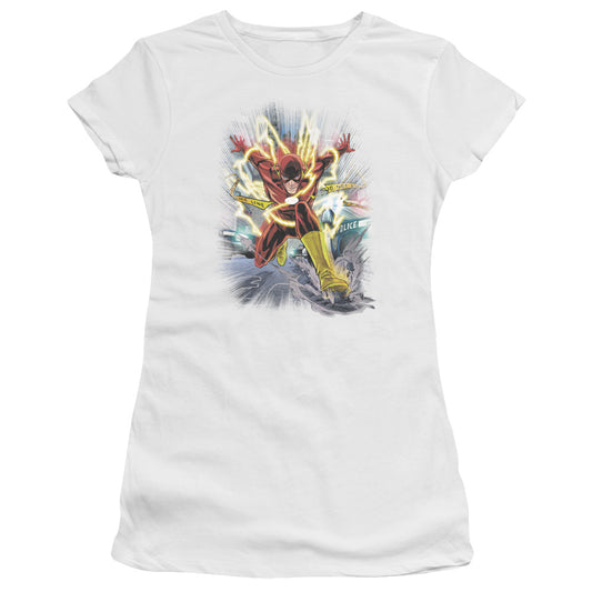 Jla - Brightest Day Flash - Short Sleeve Junior Sheer - White T-shirt