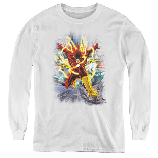 Jla - Brightest Day Flash - Youth Long Sleeve Tee - White