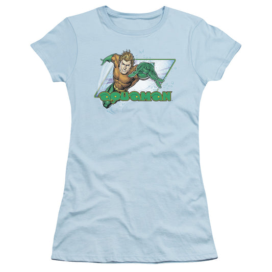 Jla - Aquaman - Short Sleeve Junior Sheer - Light Blue T-shirt