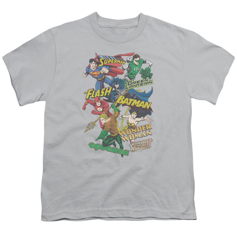 JLA JUSTICE COLLAGE - S/S YOUTH 18/1 - SILVER T-Shirt