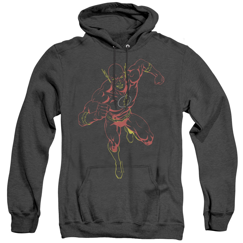 Jla - Neon Flash - Adult Heather Hoodie - Black