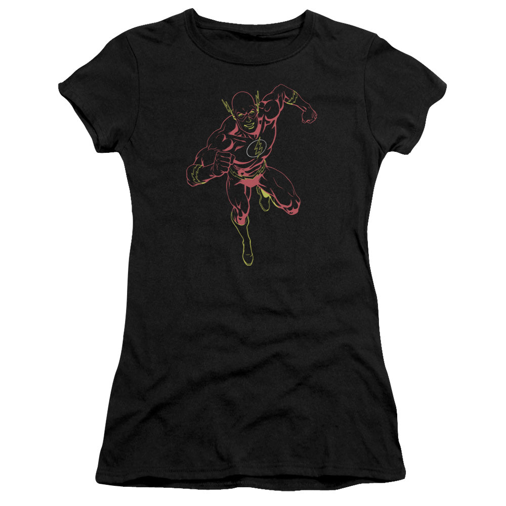 Jla - Neon Flash - Short Sleeve Junior Sheer - Black T-shirt