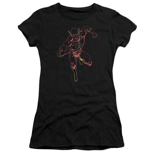 Jla - Neon Flash - Short Sleeve Junior Sheer - Black T-shirt