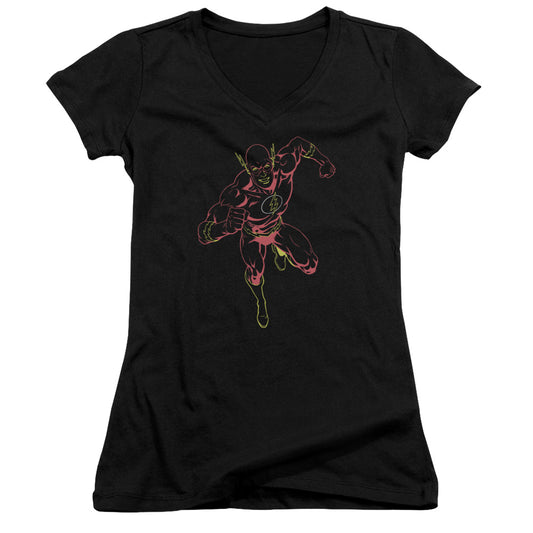 Jla - Neon Flash - Junior V-neck - Black