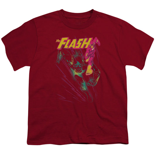 Jla - Flash Spray - Short Sleeve Youth 18/1 - Cardinal T-shirt