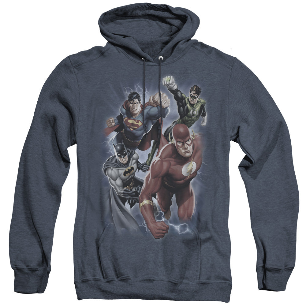 Jla - Storm Chasers - Adult Heather Hoodie - Navy